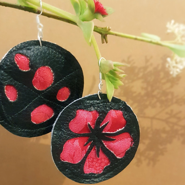 Boucles d'oreilles CRÉOLES PLEINES en tissus up-cyclés | PERSONNALISABLES