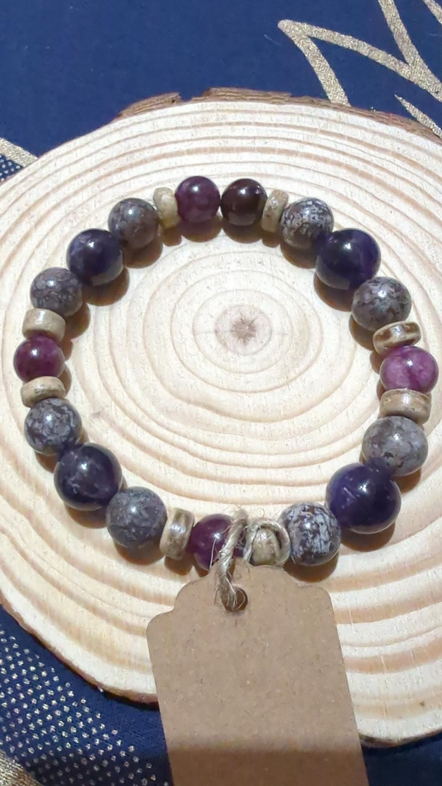 Obsidienne marron, Améthyste et Lépidolite 