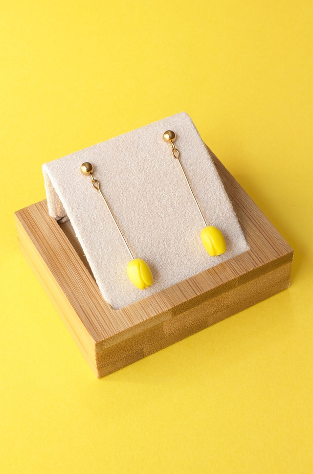 Boucles d'oreilles pendantes tulipes jaunes