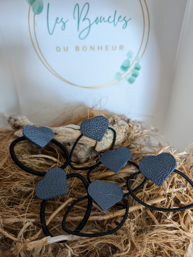 Élastique coeur bleu jean 
