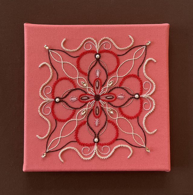 Kit broderie traditionnelle * Mandala Corail * 