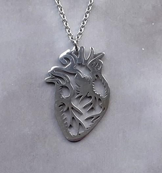 Anatomical Heart Steel Necklace 