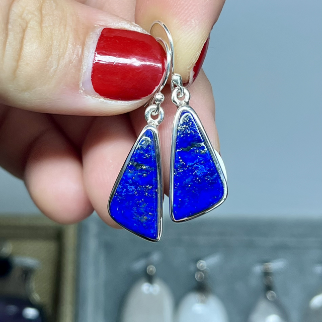 Boucles d’oreilles argent et Lapis-Lazuli de qualité sublime