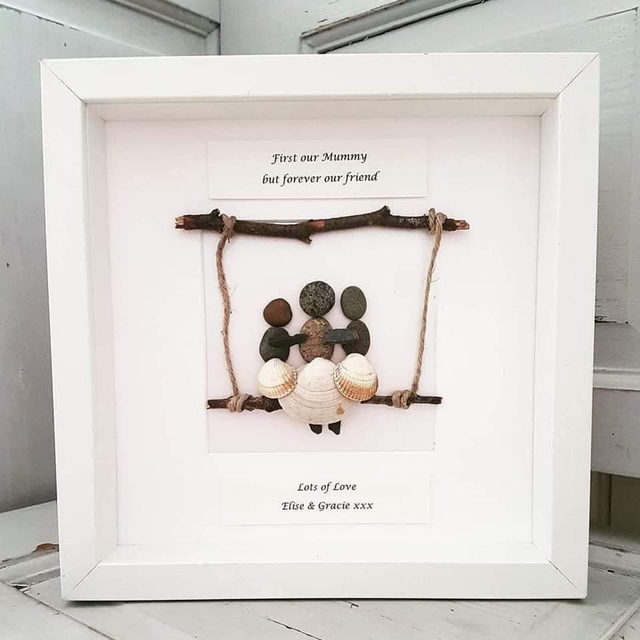 Mother &amp; Daughters on swing pebble picture 