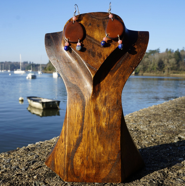 Chips de tagua Marron et pierres semi précieuses