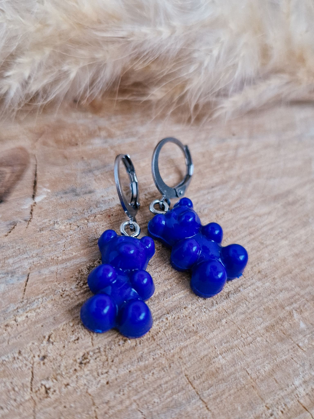 Boucles d'oreilles "Oursons" - Modèle bleu nuit