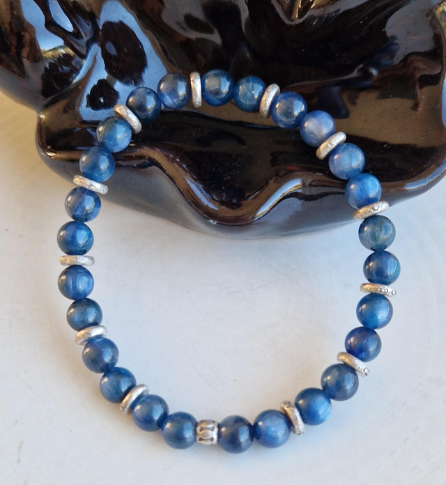 Bracelet KYANITE + argent 6mm