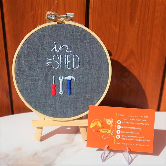 5" Hand Embroidered Hobby Hoop
