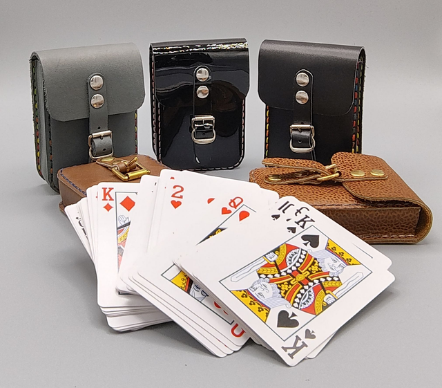 Leather playing cards case with cards