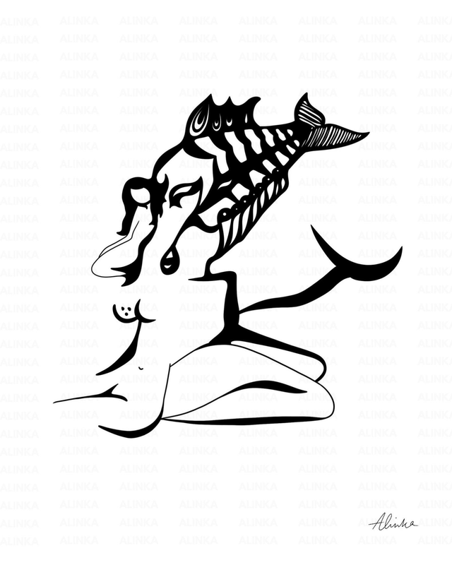 &quot;Fish for thought.&quot; 8x10 print