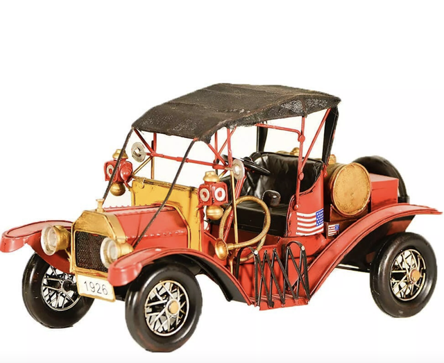 Retro Metal Tin Red Antique Car 30cm
