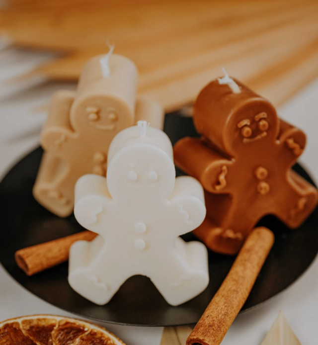 Gingerbread Man Christmas Candle Soy Wax - Cream