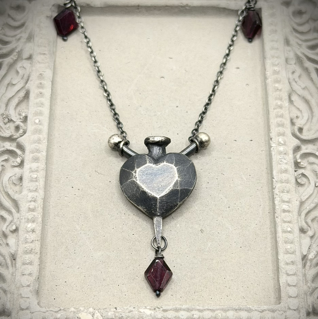 Gothic Garnet Heart necklace