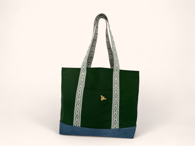 Cabas Essentiel - Coton Canevas vert