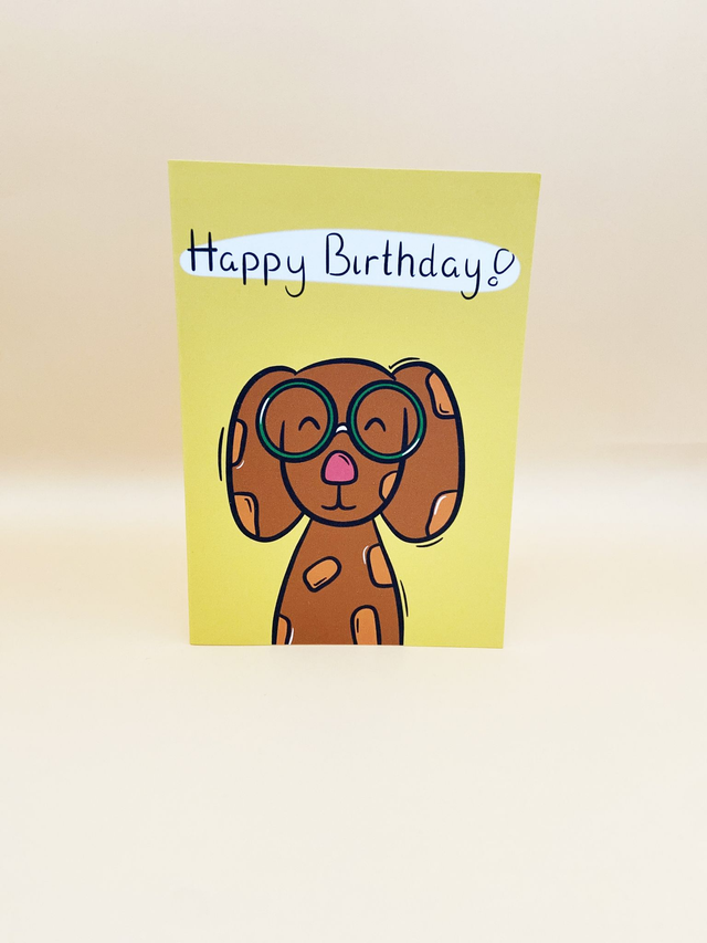 Dog with glasses card