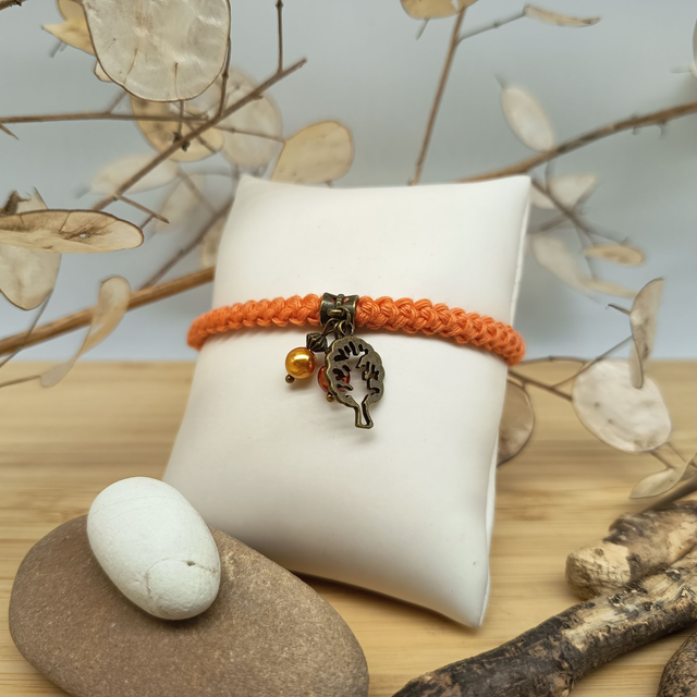 Parure orange et bronze 3 - Bracelet crocheté orange