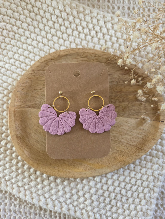 Boucles d&#039;oreilles Edna texturées coloris blush