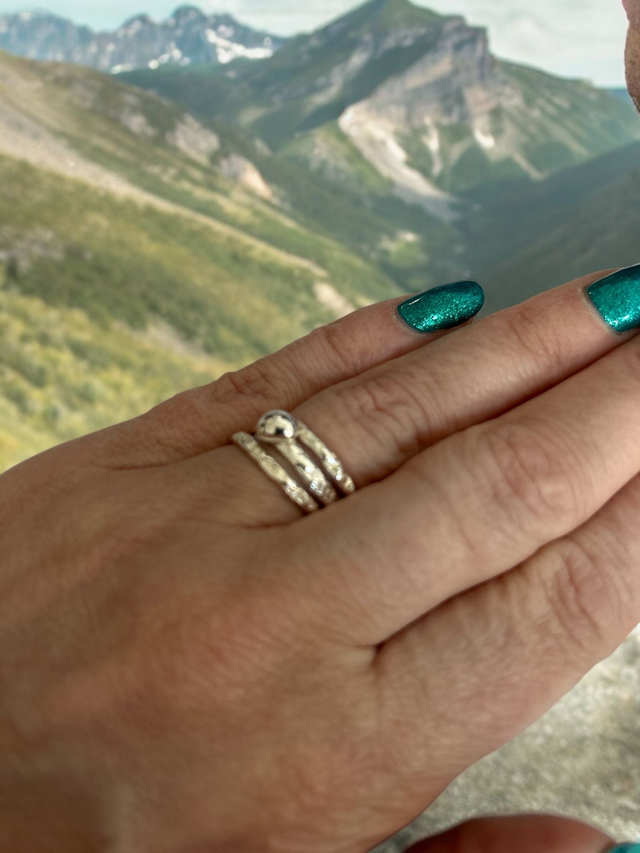 Stacking Rings - 1 nugget ring and 2 thin hammered rings
