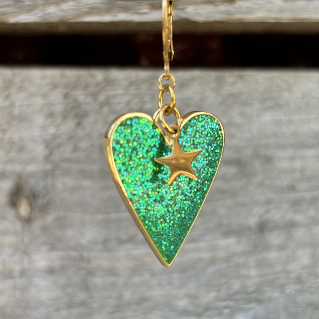 Sautoir Paillettes cœur vert