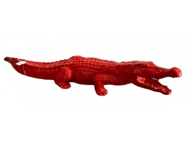 SCULPTURE CROCODILE 150 CM ROUGE