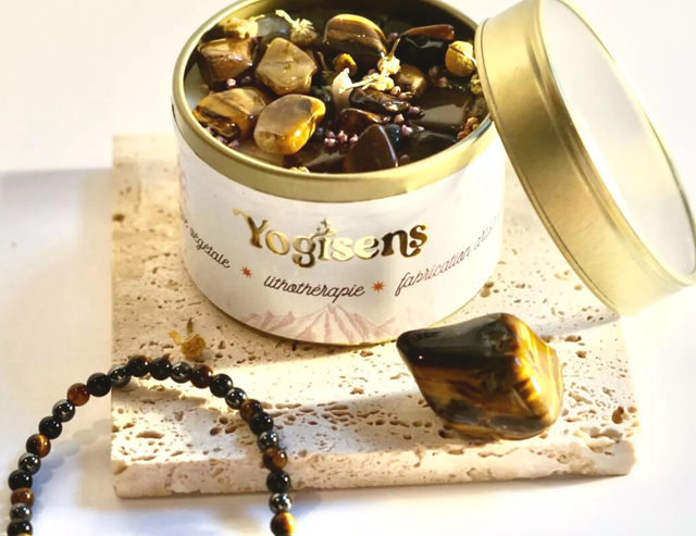 Coffret bien-être &amp; spirituel • Protection &amp; Ancrage • Bougie, bracelet &amp; pierre roulée