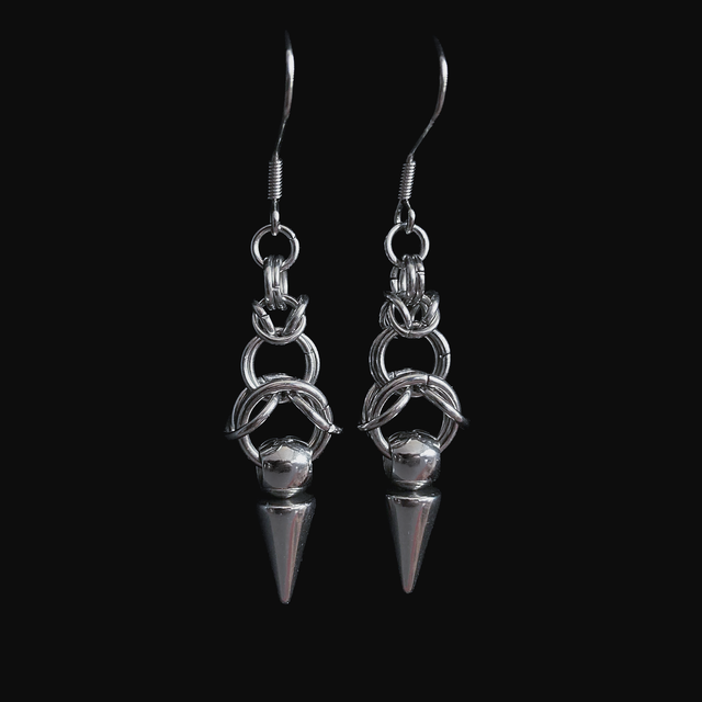 Kolczyki Chainmaille z Kolcem