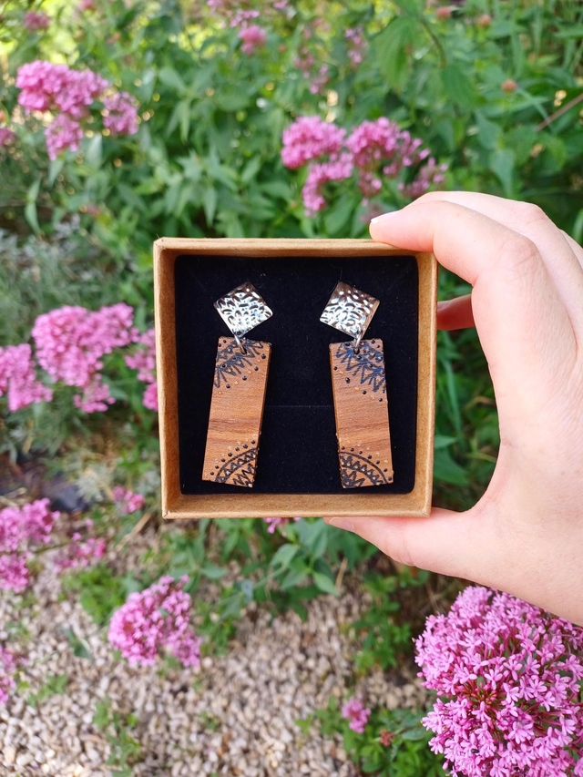 "Woody" - Boucles d'oreilles chutes de bois 