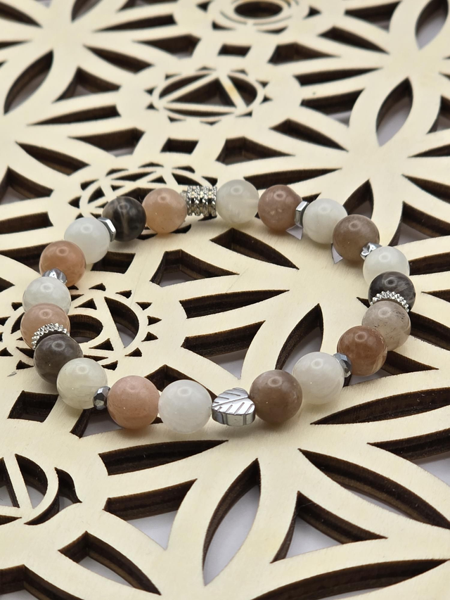 Bracelet Pierre de lune multicolore 0,8 cm