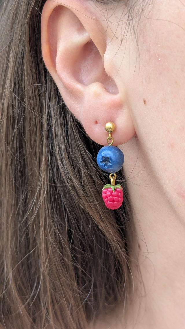 Boucles d'oreilles Framboise & Myrtille