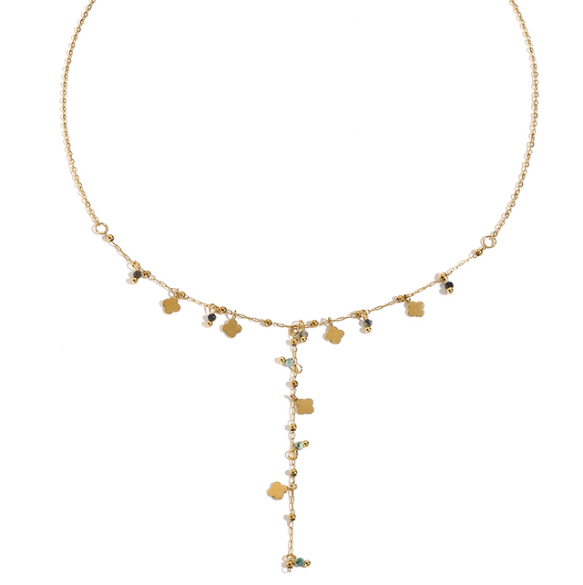 Collier perle et trèfle
