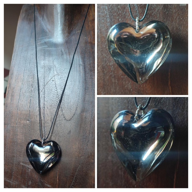 Z-Sautoir🖤 en verre, reflets miroir, monté sur fil de coton noir réglable , pièce unique 