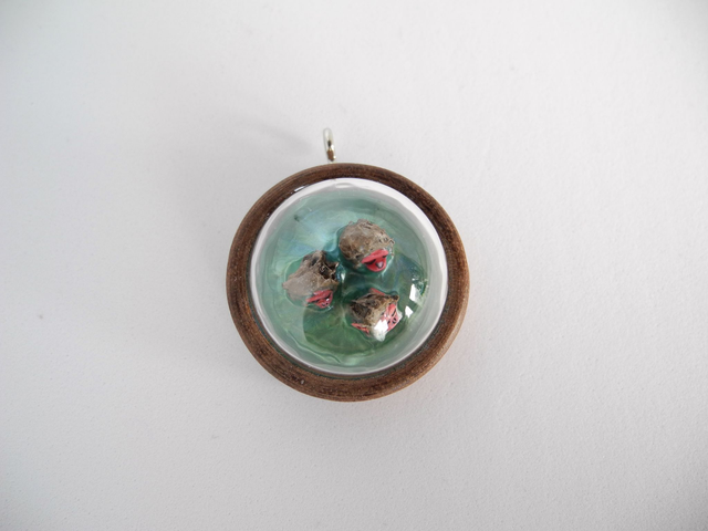 Snow monkeys in a hot spring - miniature pendant for Japan enthusiasts