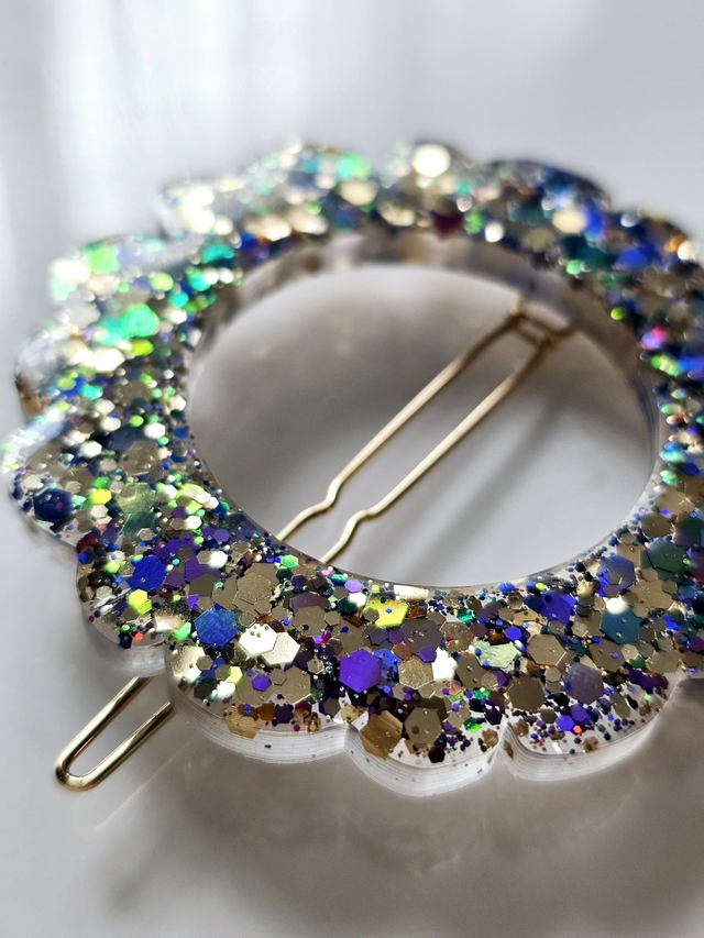 BARRETTE FLEUR MULTI PAILLETTES