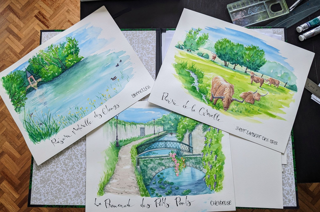 Tableau original paysage nature Vallée de Chevreuse divers modèles 30x40cm