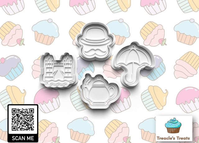 British Theme Fondant/cookie stamps with cutters 