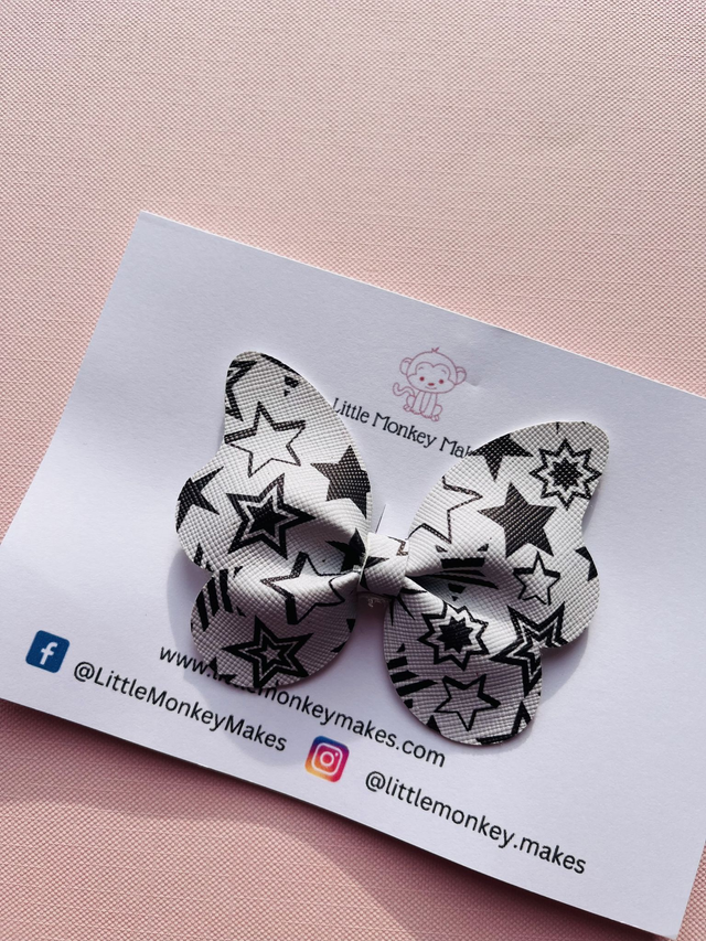 Black and grey butterfly bow