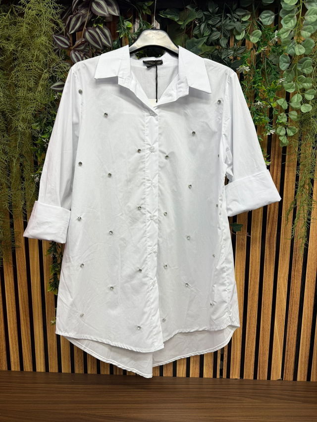 Blouse met strass wit