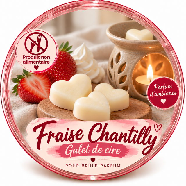 Galet de cire - Fraise Chantilly
