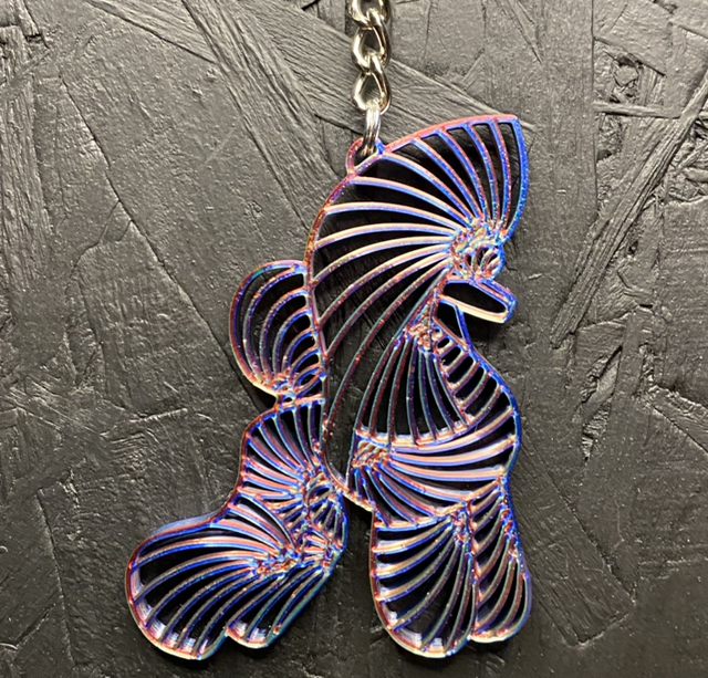 3D - Keychain Poodle Puppy Galaxy Violet