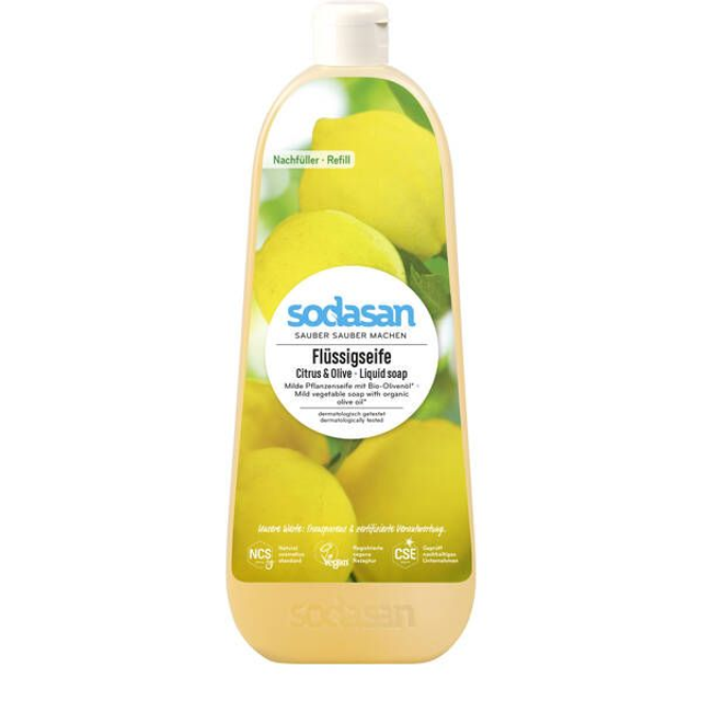 Sodasan Flüssighandseife Citrus&amp;Olive, 1 Liter Flasche