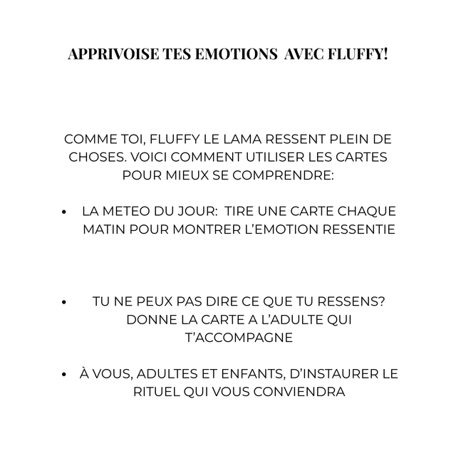 Set de cartes positives 'Mes émotions avec Fluffy le Lama" (spécial TSA)
