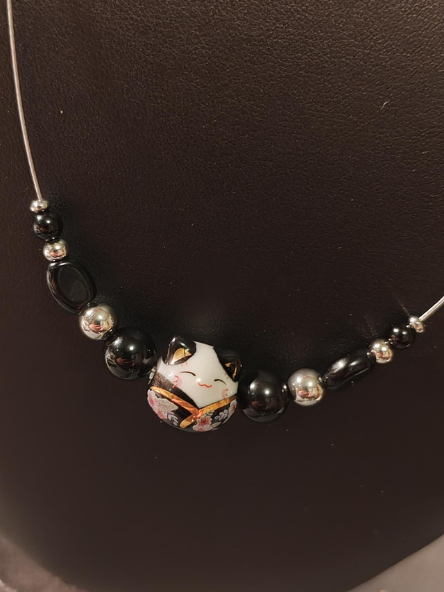 Collier chat porcelaine noir 