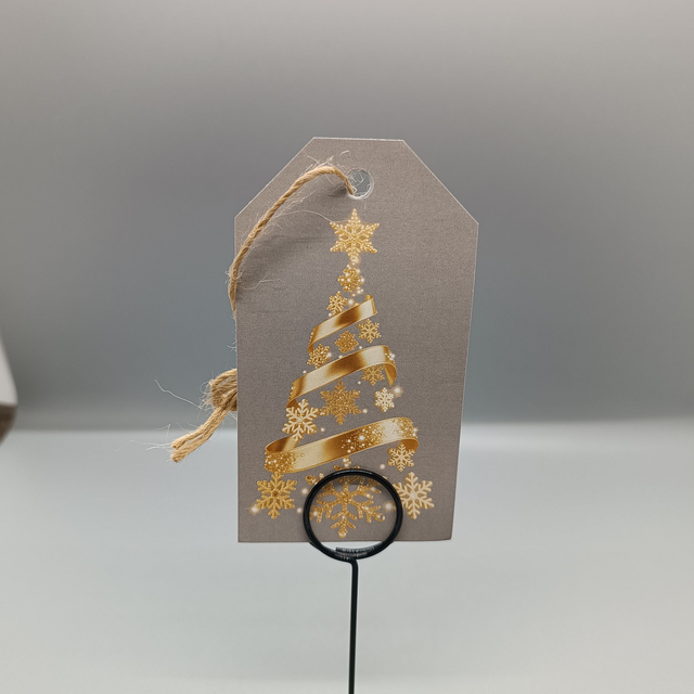 Geschenkanhänger Weihnachtsbaum grau/gold