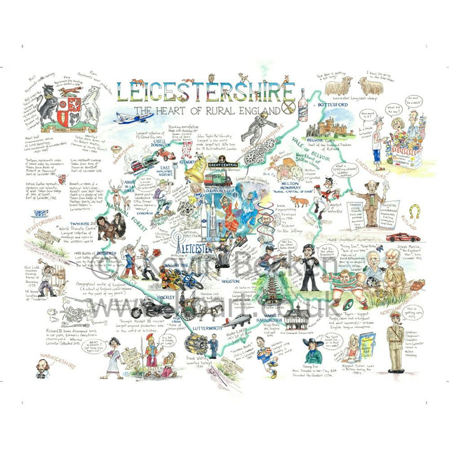 Leics is More - Cartoon map of Leicestershire