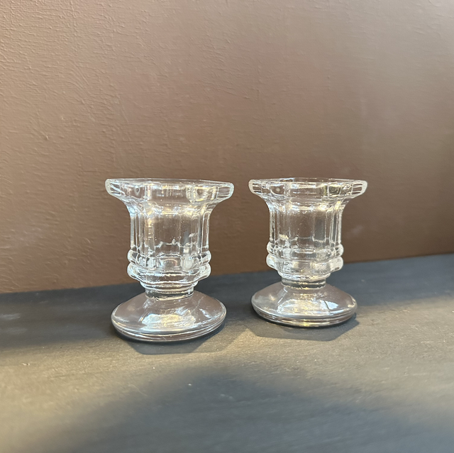 Vintage Crystal-Like Glass Candle Holders – Set of 2