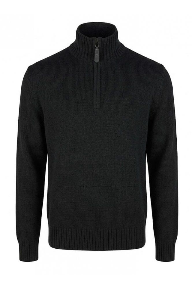 Trojan TR9110 Quarter Zip Funnel Knit L/S - Black