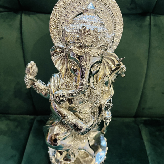 Statue Ganesh Argenté 