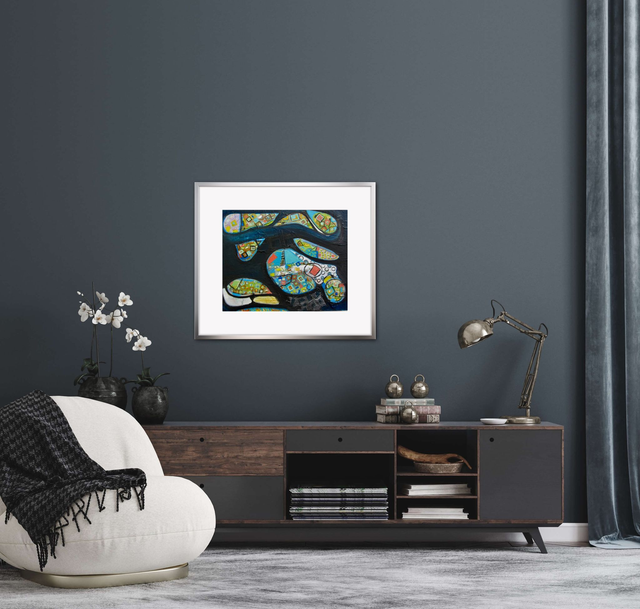 ART ABSTRACT OIL ON CANVAS - IS-LAND3 NIGHT