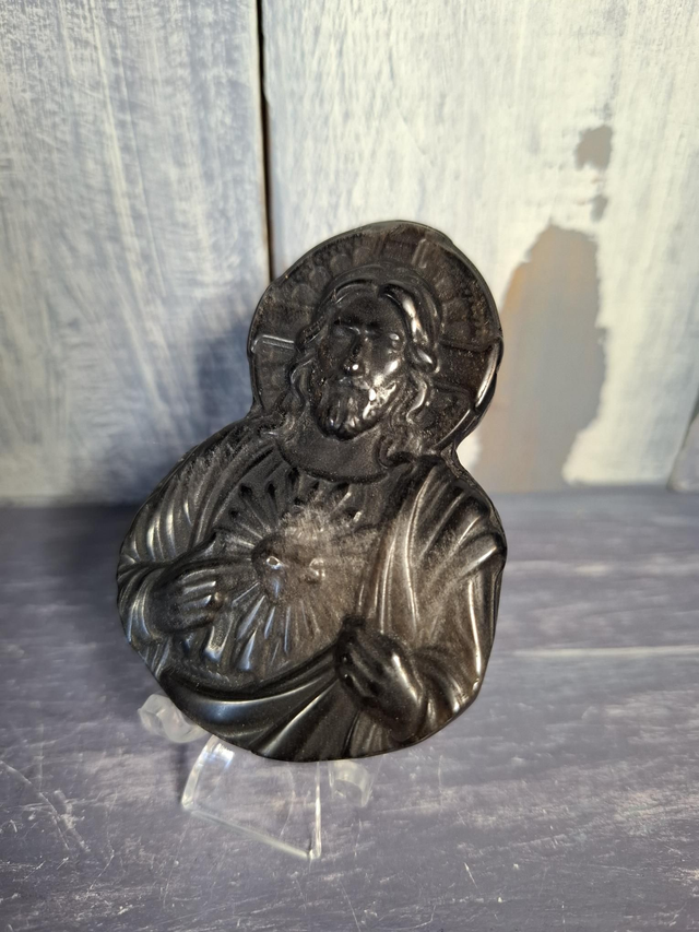 Silver Sheen Jesus Carving 