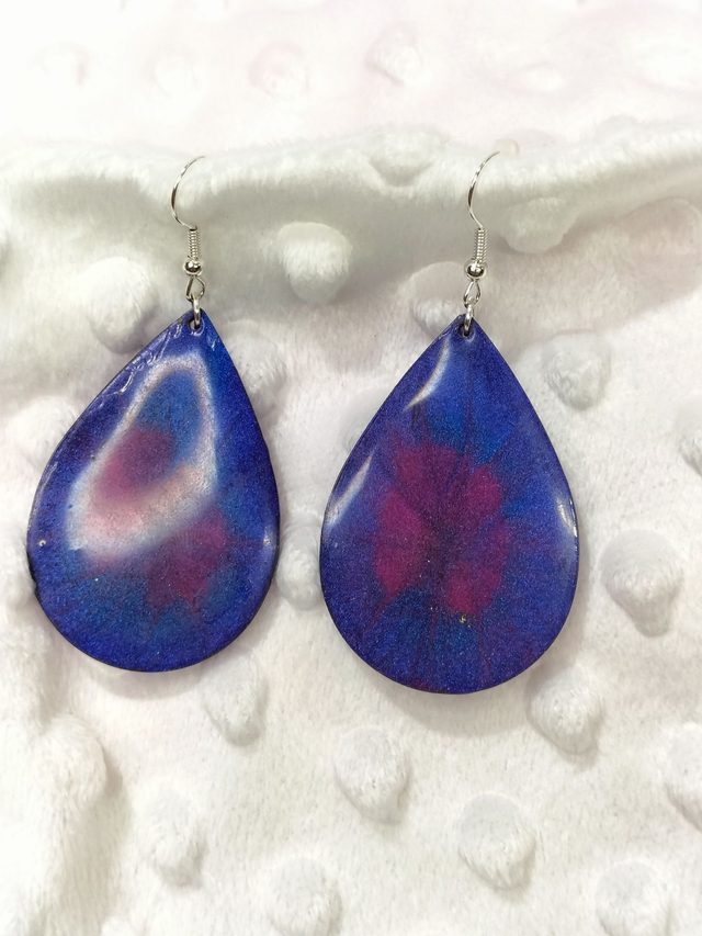 Boucles d'oreilles gouttes bleues